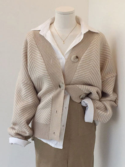 Cárdigan de punto grueso, holgado y a rayas