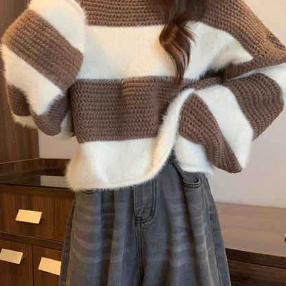 Suéter a Rayas de Punto Holgado