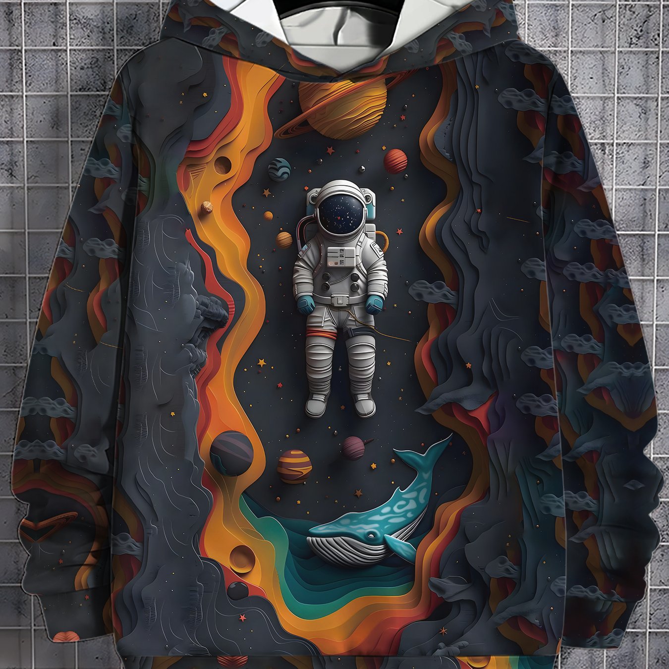 Sudadera con Capucha con Estampado Digital de Astronauta
