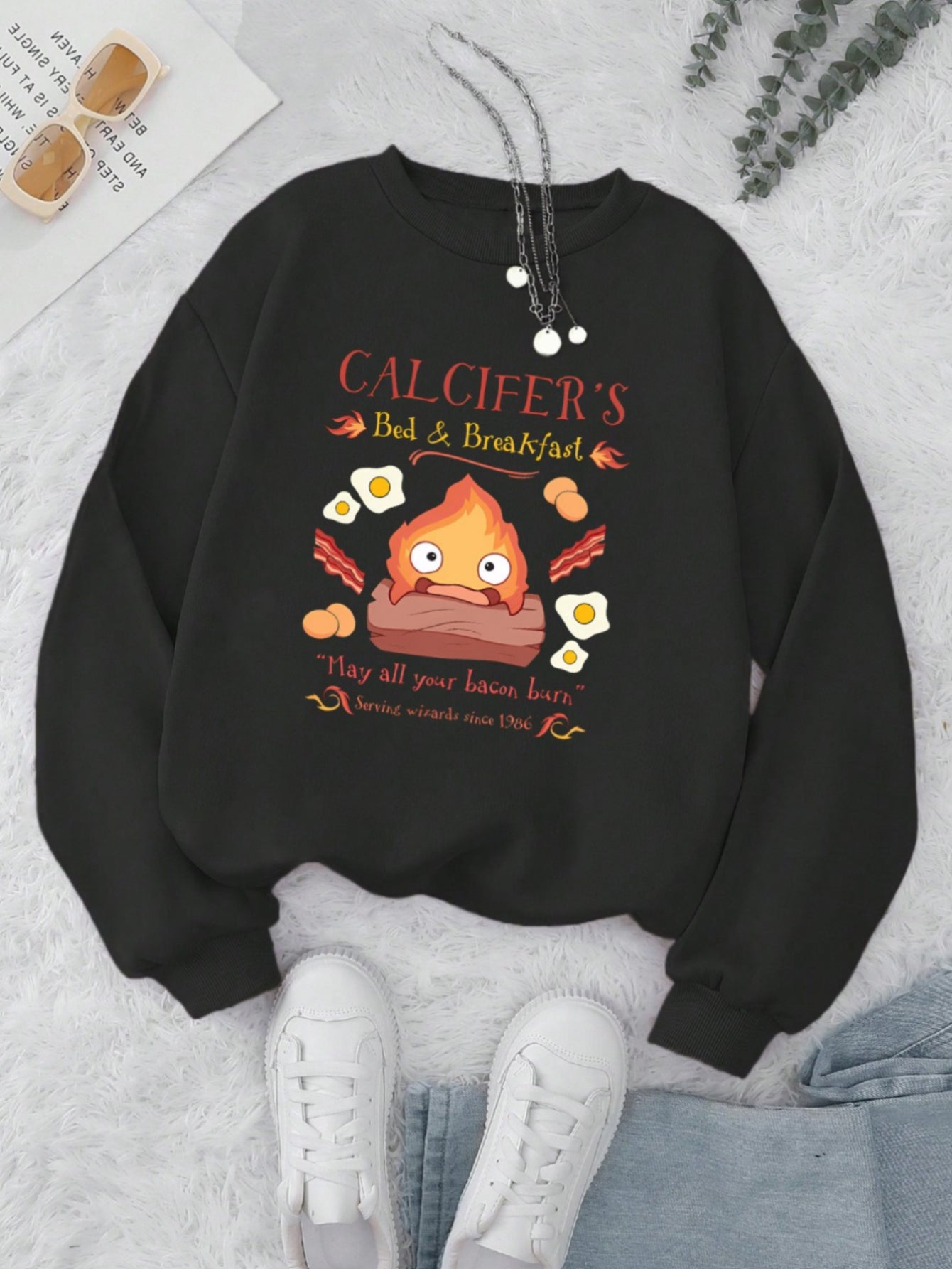 Sudadera de cuello redondo para mujer de Calcifer