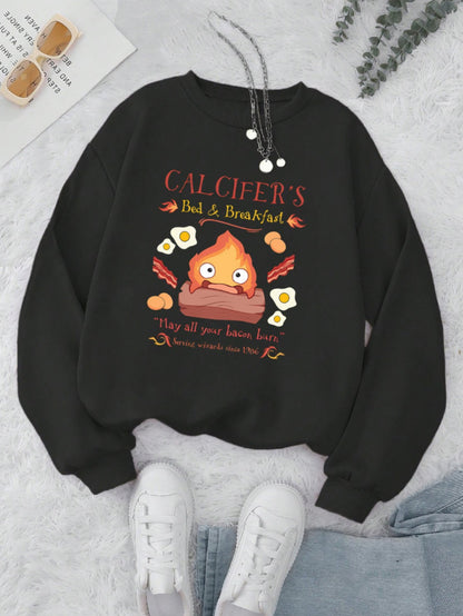 Sudadera de cuello redondo para mujer de Calcifer