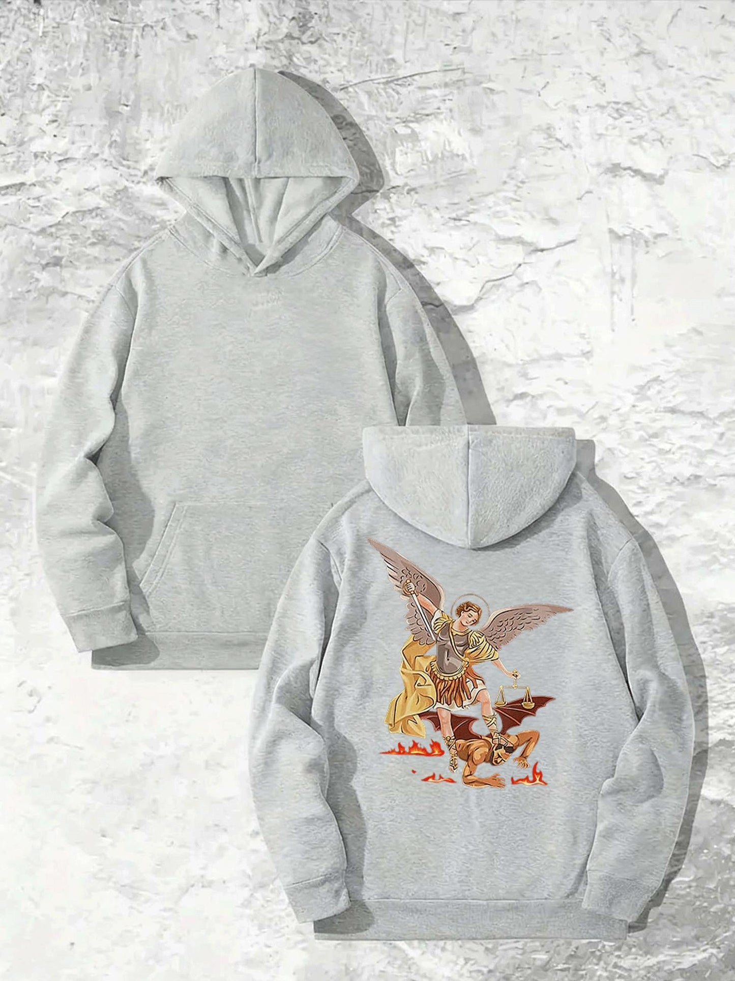 Suéter Grueso con Capucha y Diseño Ángel