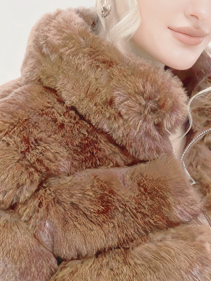 Abrigo Elegante de Piel Sintética