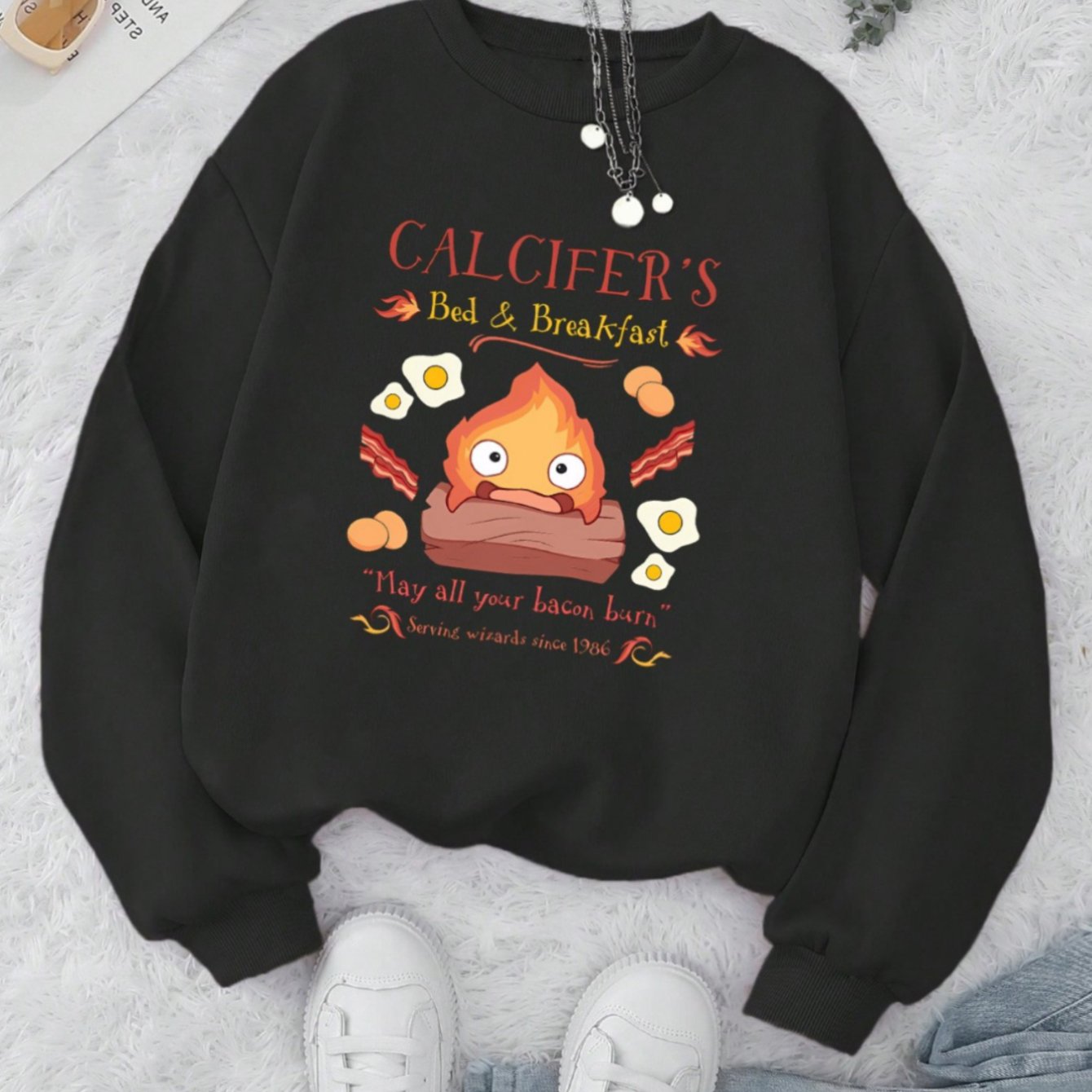 Sudadera de cuello redondo para mujer de Calcifer