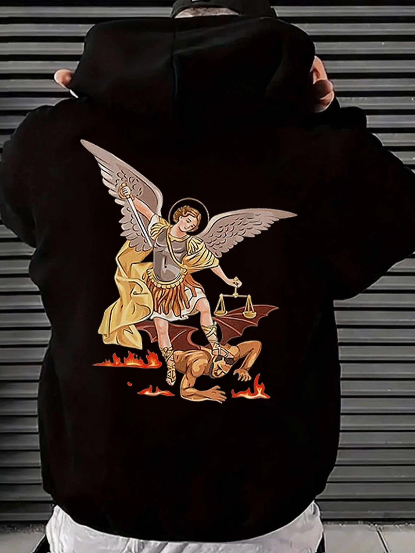 Suéter Grueso con Capucha y Diseño Ángel