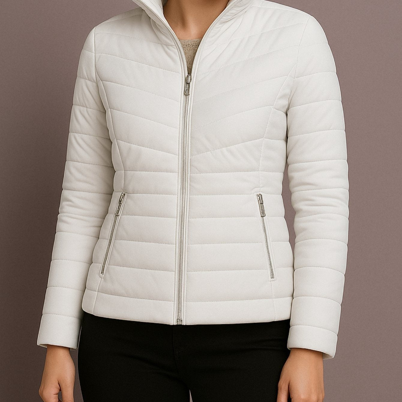 Chaqueta forrada de pelusa y elástico lateral