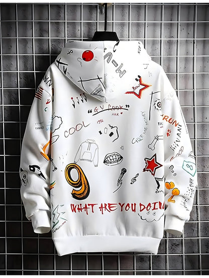 Sudadera para Hombres Moda Estampado Graffiti