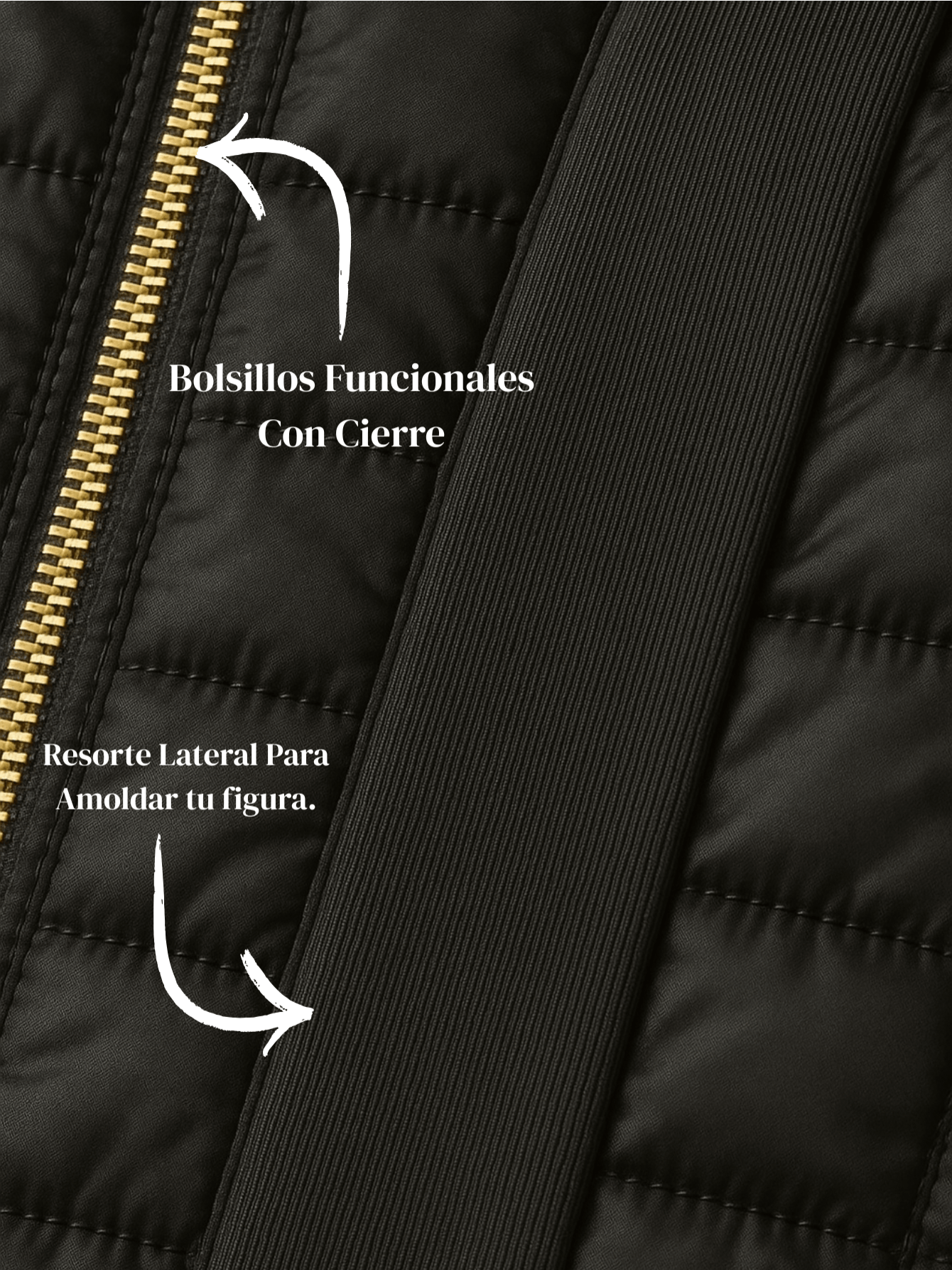 Chaqueta forrada de pelusa y elástico lateral